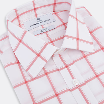 Coral Grid Check Mayfair Shirt Image 1