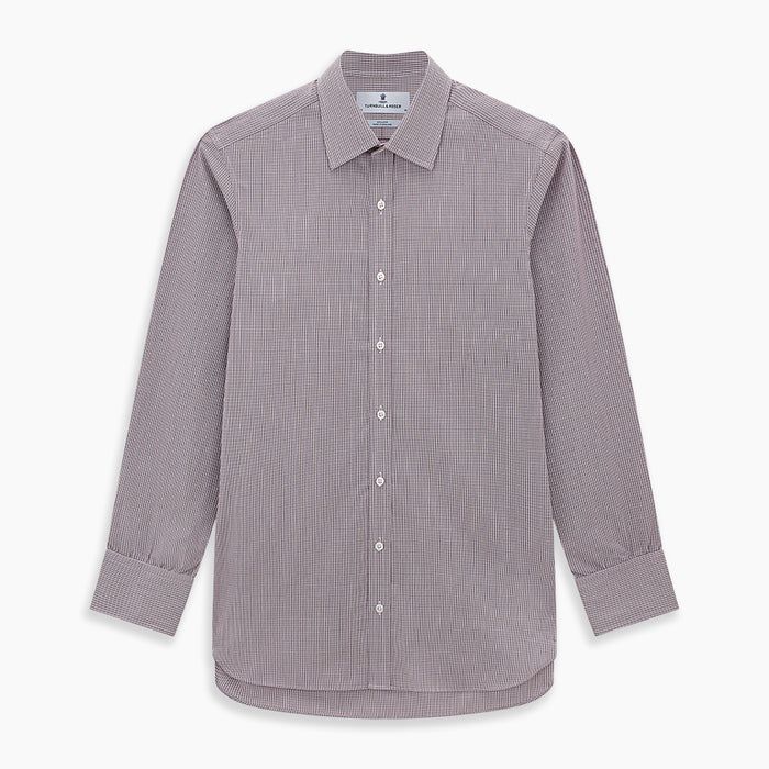 Burgundy Micro Shadow Check Mayfair Shirt Image 6