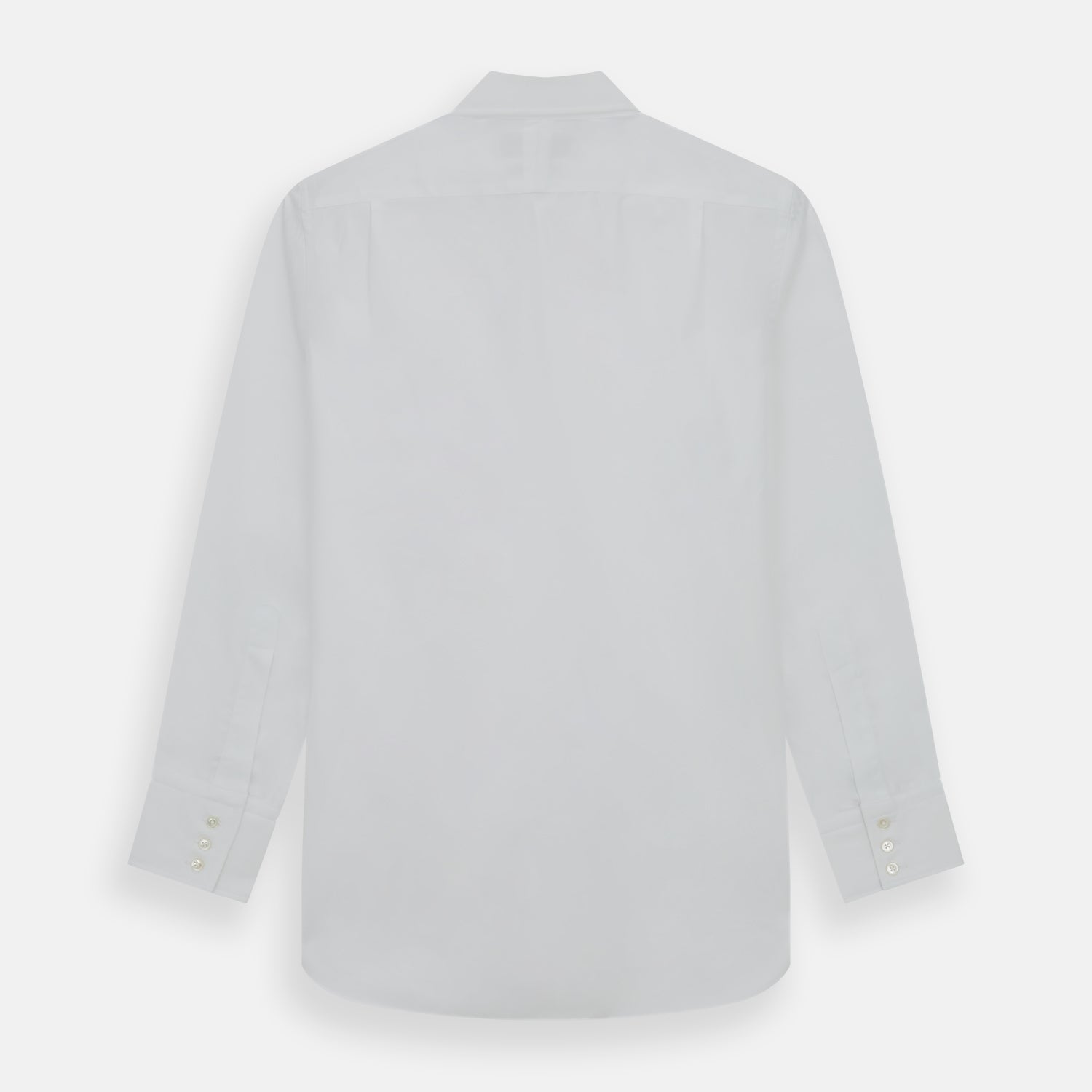 View 5 of product The Turnbull & Asser White Royal Oxford Cotton Shirt features a button-down collar and 3-button cuffs, ideal for minimalist looks, displayed on a white background.
