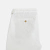 View 5 of product Turnbull & Asser White Linen Henry Trousers, featuring a straight-leg cut with front button and zip closure, are displayed against a plain white background.