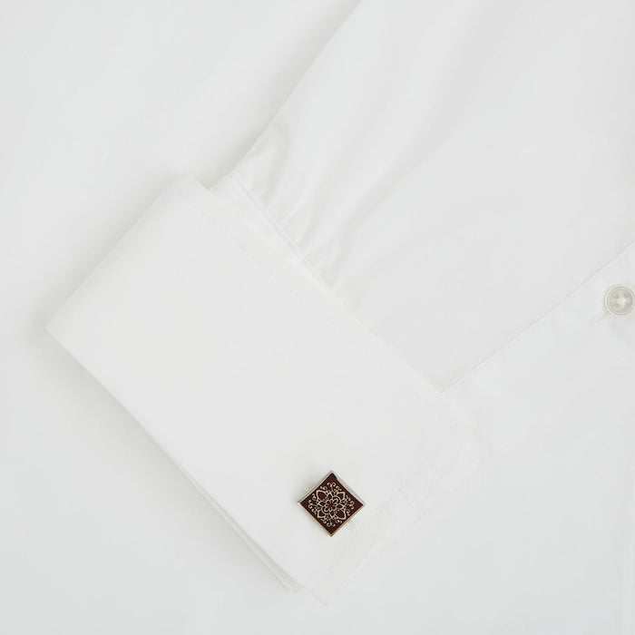 Burgundy Floral Square Cufflinks Image 2