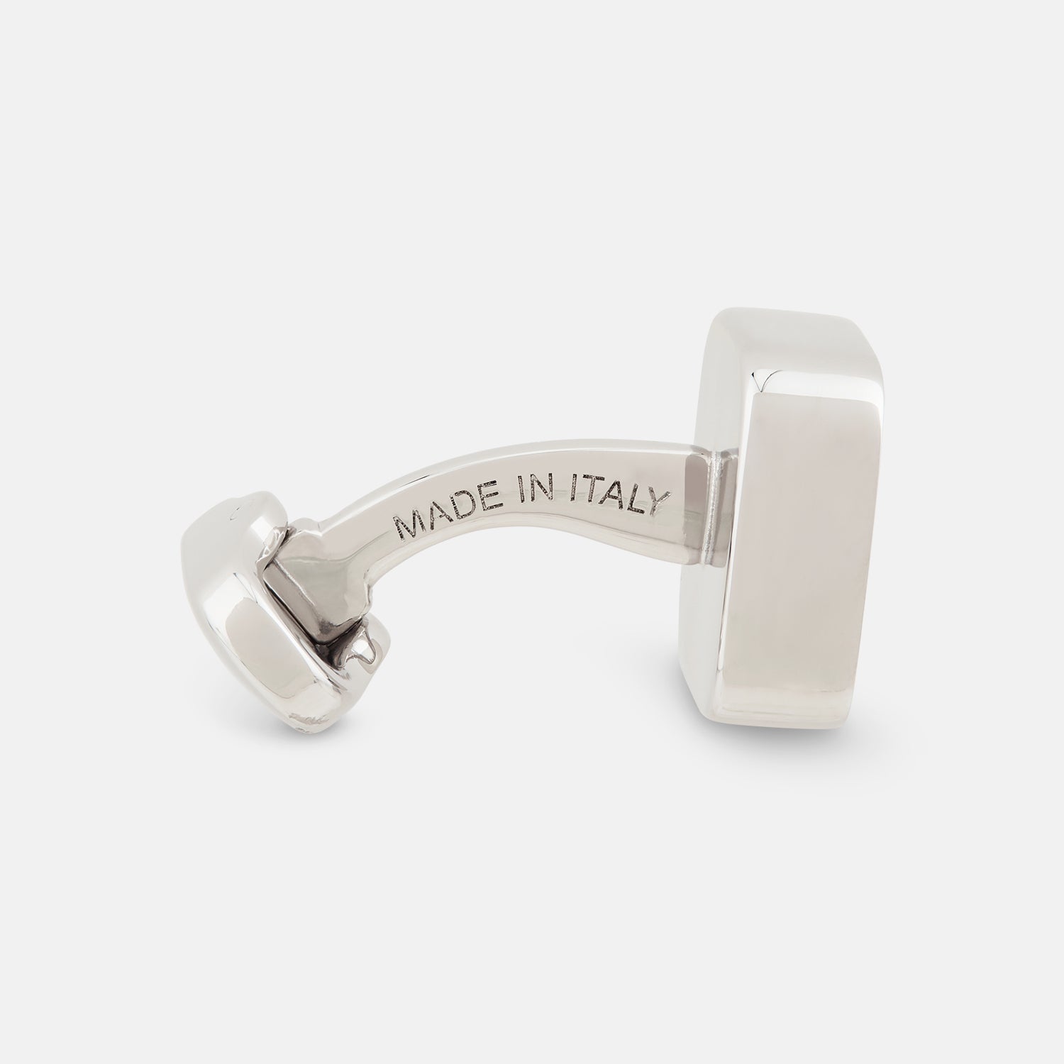 View 2 of product Turnbull & Asser Mother of Pearl Square Cufflinks feature sterling silver-toned frames with white, iridescent mother of pearl inlays, shown against a plain white background.