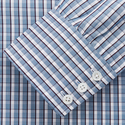Blue and White Check Cotton Regular Fit Mayfair Shirt Image 1