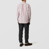 View 3 of product The Turnbull & Asser Red, Blue & White Stripe Weekend Fit Shirt features a Derby collar, 1-button cuffs, and crisp stripes—ideal for stylish winter layering.
