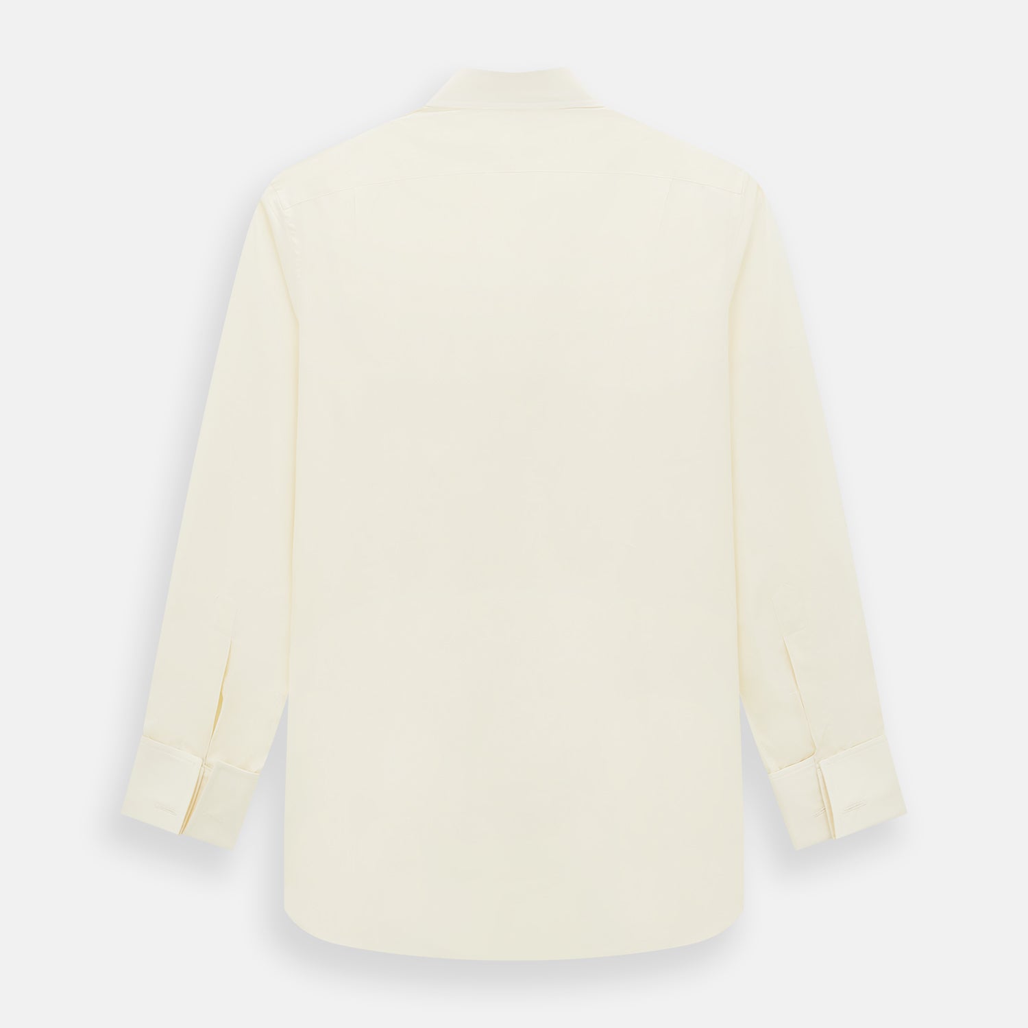 View 3 of product The Turnbull & Asser Cream Cotton Shirt features a T&A collar and double cuffs, elevating men's style. Displayed flat against a white background, this long-sleeve shirt is crafted in classic cream cotton.