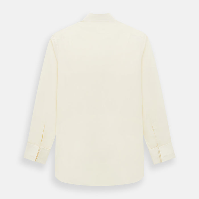 Cream Cotton Shirt with T&A Collar and Double Cuffs Image 2