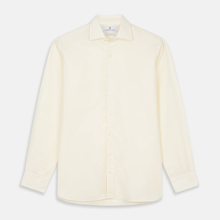 Tailored Fit Cream Cotton Shirt with Kent Collar and 3-Button Cuffs Image 5
