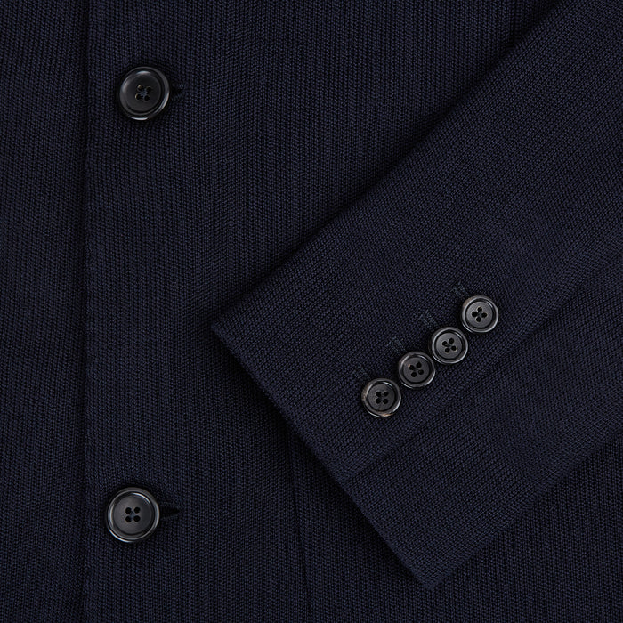 Navy Knitted Oxford Blazer Image 3