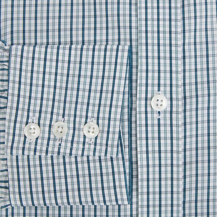 Light Petrol Micro Tattersall Check Mayfair Shirt Image 3