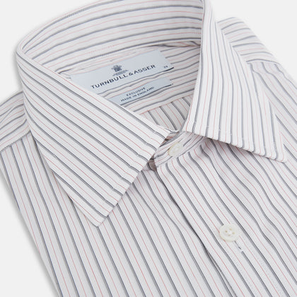 Midnight Blue and Red Ticking Stripe Mayfair Shirt Image 1