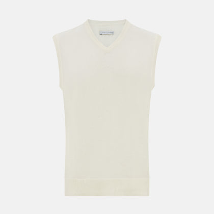 White Cashmere V-neck Vest