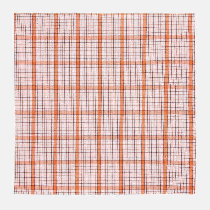 Hand Rolled Orange Graph Overlay Check Handkerchief Image 7
