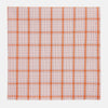 View 1 of product The Turnbull & Asser Hand Rolled Orange Graph Overlay Check Handkerchief features bold orange and white checks with blue and orange grid lines—a refined, classic accessory for any gentleman.