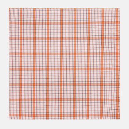 Hand Rolled Orange Graph Overlay Check Handkerchief