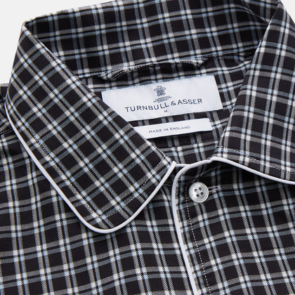 Black Multi Check Cotton Blend Sussex Nightshirt Image 2