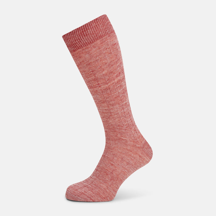 Burgundy Linen Mid-Length Socks