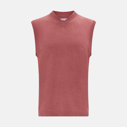 Antique Pink Fine Merino V-Neck Vest