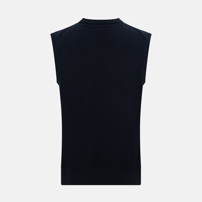 Navy Cashmere Round Neck Vest Image 2