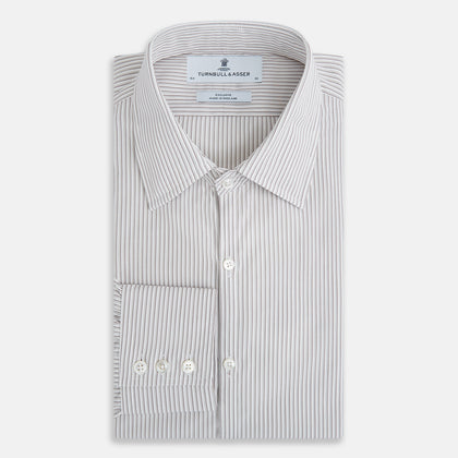 Coffee and Grey Shadow Pinstripe Westminster Shirt Image 4