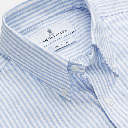 Pale Blue Stripe Weekend Fit Hayne Shirt With Dorset Collar And 1-Button Cuffs Image 1
