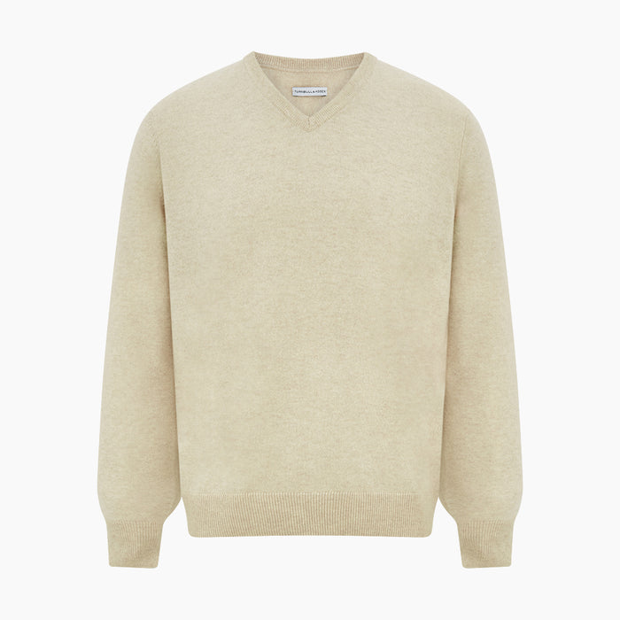 Ivory Cashmere V-Neck Jumper Image 4