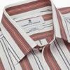 View 4 of product The Turnbull & Asser Red, Blue & White Stripe Weekend Fit Shirt features a Derby collar, 1-button cuffs, and crisp stripes—ideal for stylish winter layering.