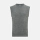 The Turnbull & Asser Ash Grey Cashmere Round Neck Vest is a men's sleeveless knit with a classic crew neckline, shown against a plain white background.