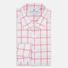 View 5 of product The Turnbull & Asser Coral Grid Check Mayfair Shirt is a white long-sleeve shirt with a collar, made from fine Italian cotton and featuring an evenly spaced coral grid check pattern.