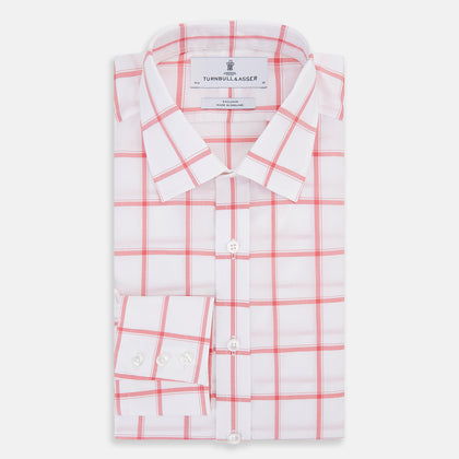 Coral Grid Check Mayfair Shirt Image 4
