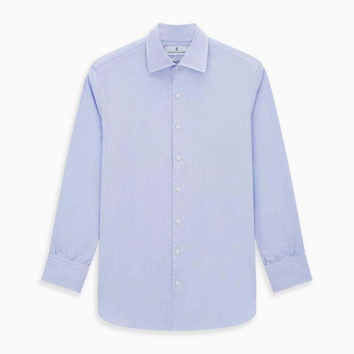 BLUE HERRINGBONE TAILORED FIT SHIRT WITH KENT COLLAR Image 6