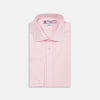 View 1 of product The Turnbull & Asser Pink Poplin Slim Fit Regent Collar Shirt features white buttons and a slim fit label, neatly folded and displayed on a plain white background.