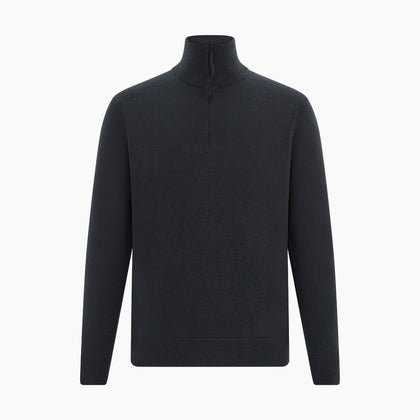 Smoke Grey Half-Zip Cashmere Jumper Image 4