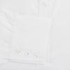 View 3 of product The Turnbull & Asser White West Indian Sea Island Cotton Shirt features a T&A collar, 3-button cuffs, and is crafted from luxurious long-staple cotton for exceptional softness. Displayed against a white background.