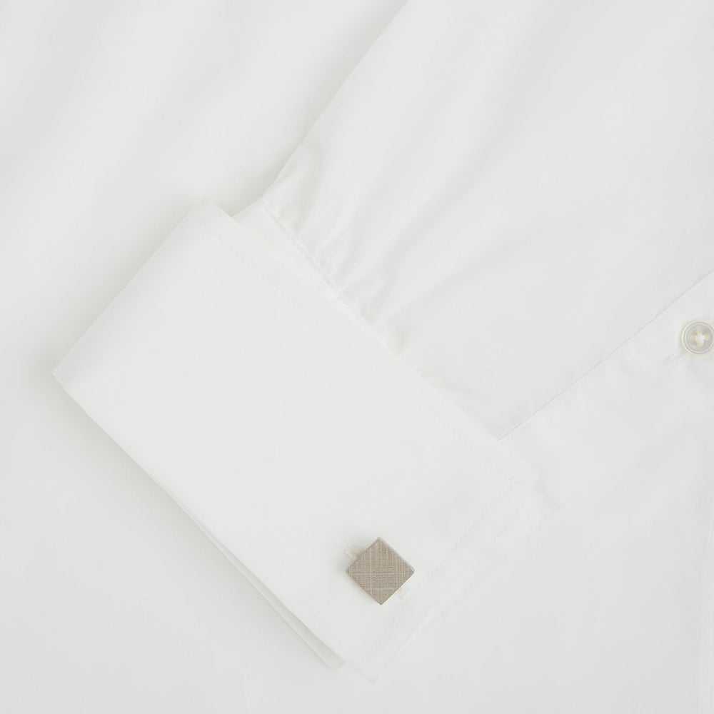 Turnbull & Assers Silver Grid Square Cufflinks feature a geometric crisscross pattern, offering refined elegance and displayed against a white background.