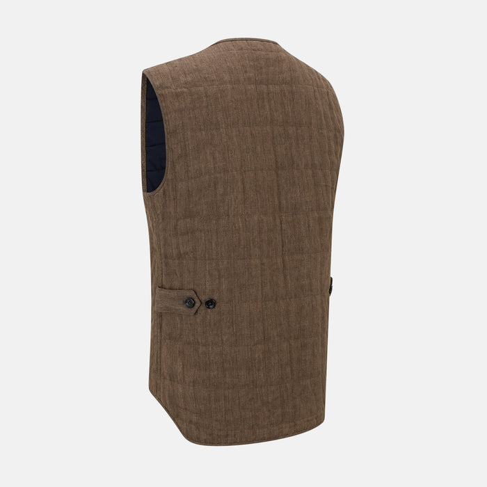 Pine Cone Quilted Linen Herringbone Waistcoat Image 3