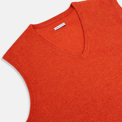 Red Orange Cashmere Sleeveless Vest Image 1