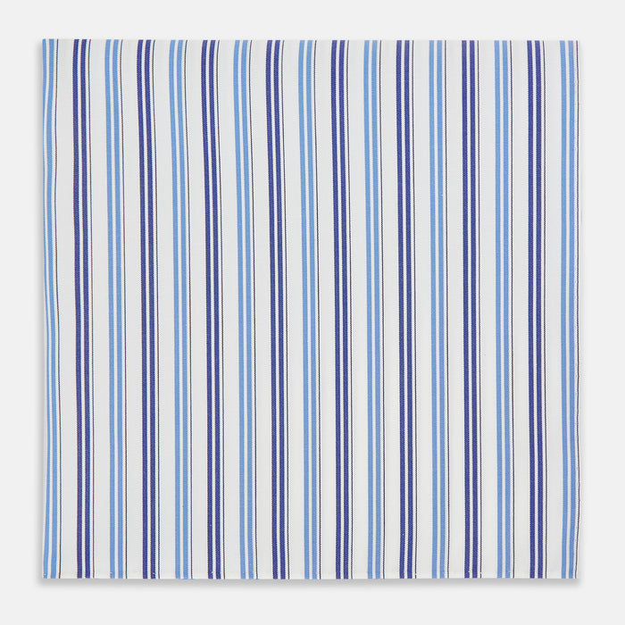 Blue and Navy Multi Stripe Hand-Rolled Handkerchief
