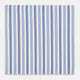 The Blue and Navy Multi Stripe Hand-Rolled Handkerchief by Turnbull & Asser is crafted in England with a white background and evenly spaced vertical stripes in blue and navy.