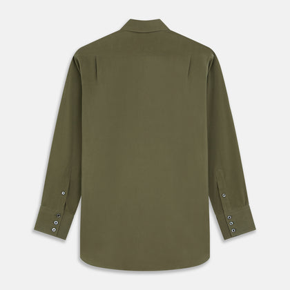 Green Silk Regular Fit Flaxton Shirt Image 4