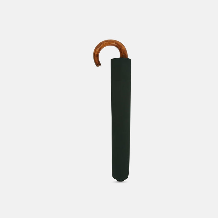 Forest Green Telescopic Umbrella with Brown Maple Crook Handle Image 1