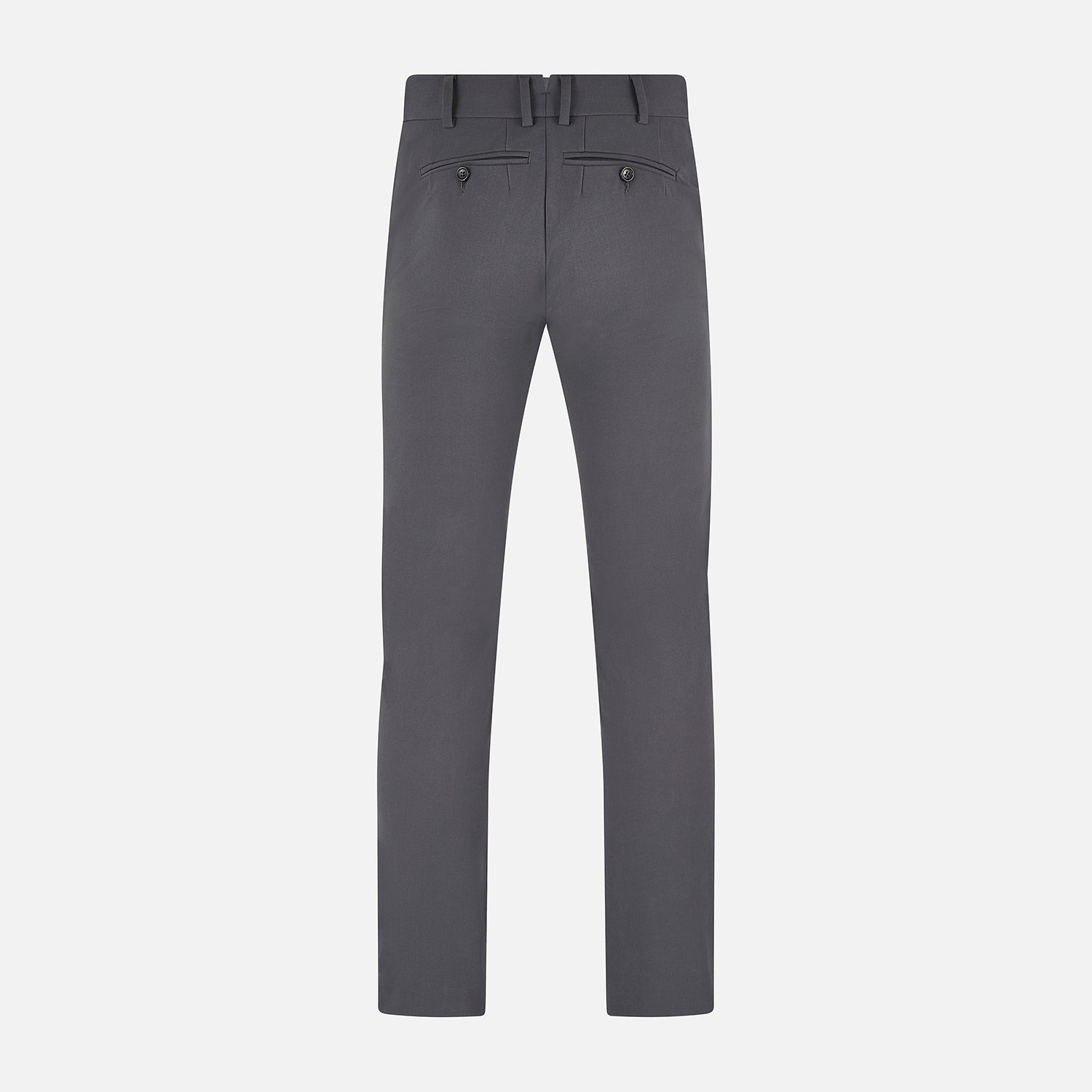 View 3 of product The Charcoal James Trouser by Turnbull & Asser features a straight-leg cut, belt loops, side pockets, and a front zipper—expertly tailored for elegant versatility, shown on a plain white background.
