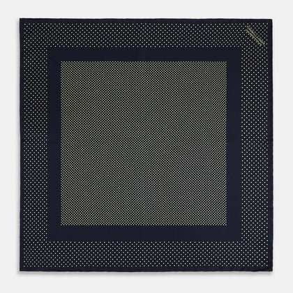 Navy and Gold Silk Pocket Square Image 3