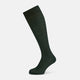 The Turnbull & Asser Olive Long Socks, featuring a ribbed texture, are shown over the calf on a plain white background—a refined addition to any men’s dress sock collection.