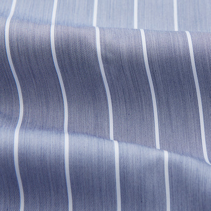 Pale Blue and White Pinstripe Cotton Blend Weekend Fit Finch Shirt Image 3