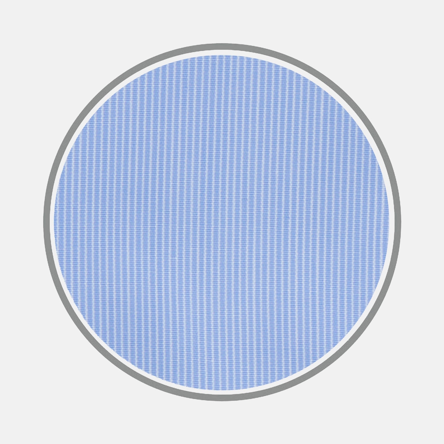View 1 of product The Light Blue Fine Stripe Cotton Fabric from Turnbull & Asser features a circular blue grid pattern with fine vertical and horizontal stripes, set within a grey border on a white background for a subtly textured look.