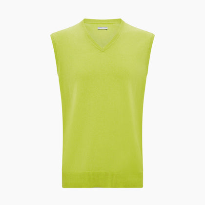 Lemon Green Cashmere V-Neck Vest Image 3