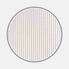 View 2 of product Close-up of Turnbull & Asser's Blue and White Fine Stripe Cotton Fabric, featuring thin blue vertical stripes on white, displayed within a circular frame against a plain light gray background.