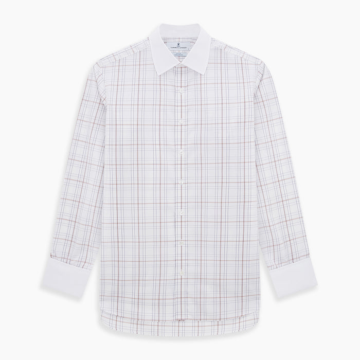 Purple Multi Plaid Check Shirt with Contrast Collar and Double Cuffs Image 13