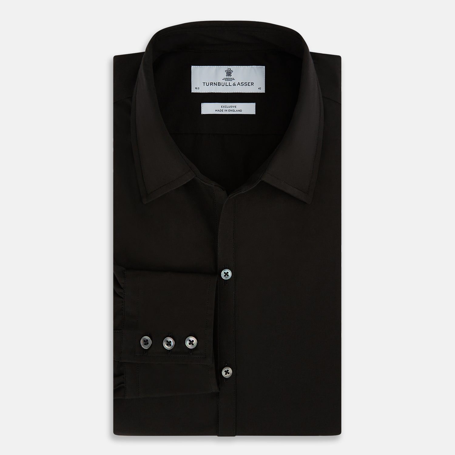 View 5 of product A long-sleeved, collared MIDNIGHT BLUE WINDSOR SHIRT by Turnbull & Asser, laid flat on a white background, highlights classic British craftsmanship.