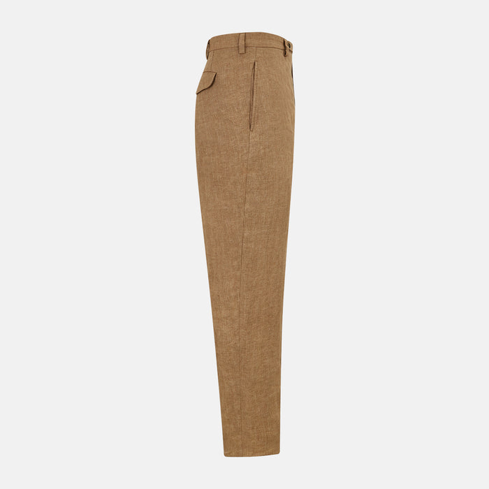 Camel Striped Linen Edmund trousers Image 3